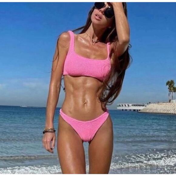 B30 Hunza G Xandra Bikini Set One Size  Crinkle Stretch Kim Kardashian Inspo - Picture 1 of 10